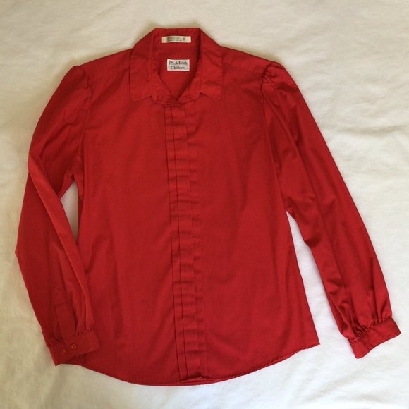 Jos A Bank Clothiers - Red hidden button front blouse - Picture 5 of 10